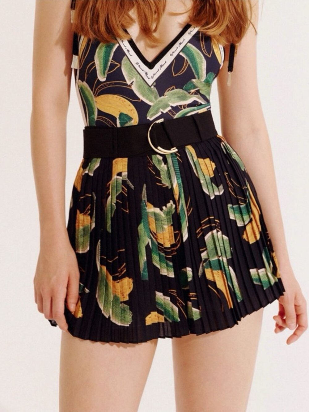 Visual Mood Emma Floral Tropical Print Pleated Skorts Lined Size S XL Beach - Picture 4 of 13